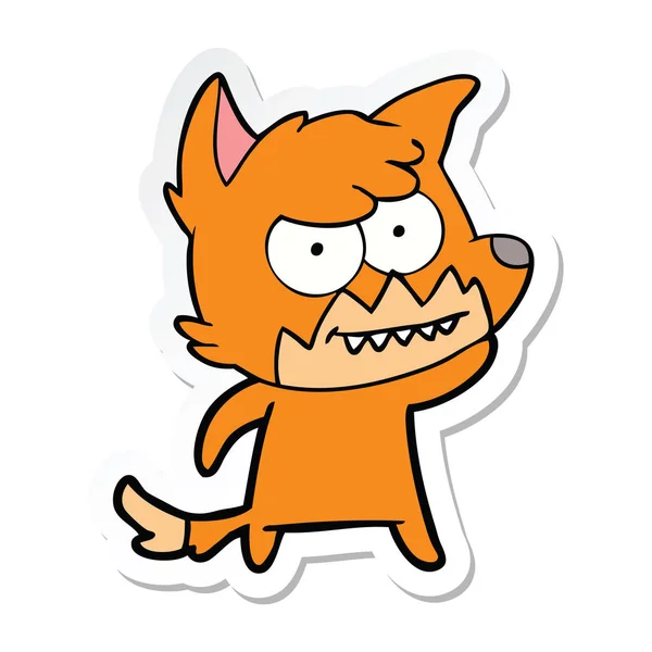 Sticker of a cartoon grinning fox — Stock Vector
