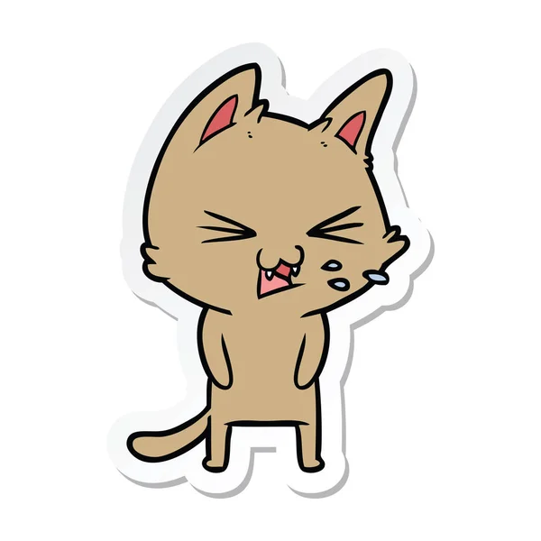 Klistermärke Tecknad Katt Väsande — Stock vektor