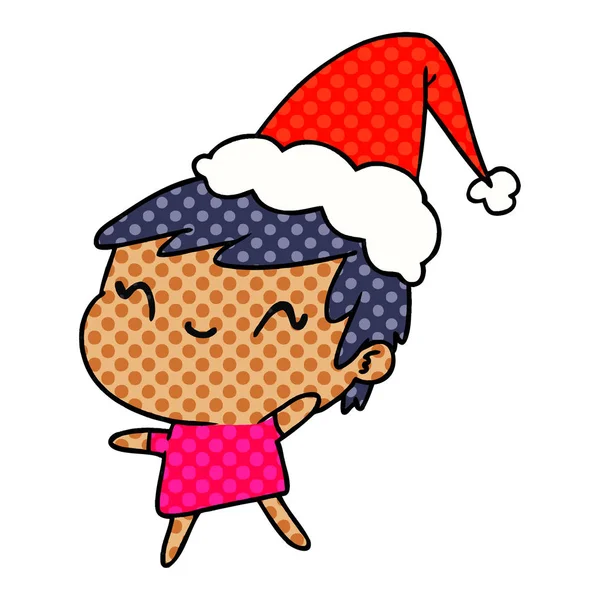 Рождественская карикатура на девочку-кавайю — стоковый вектор