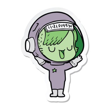 bir çizgi film astronot kadının etiket