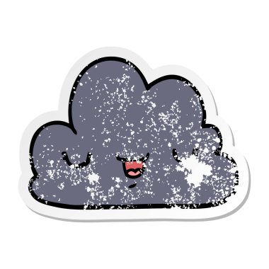 sevimli çizgi bulut sıkıntılı etiket