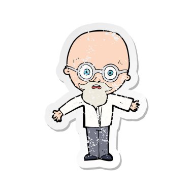 bir çizgi film dahi bilim adamı Retro sıkıntılı etiket