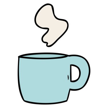 çizgi film doodle dumanı tüten bir sıcak içeceği