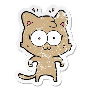 sıkıntılı etiket bir karikatür kedi şaşırttı