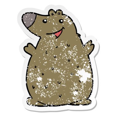 bir karikatür mutlu ayı sıkıntılı etiket