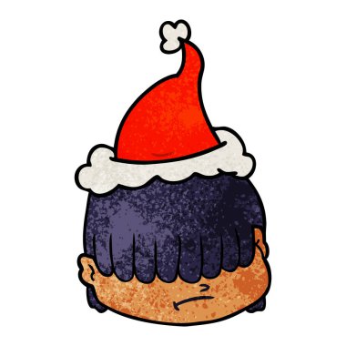 bir yüz saç üzerinde santa şapka takmak gözleri ile dokulu çizgi film