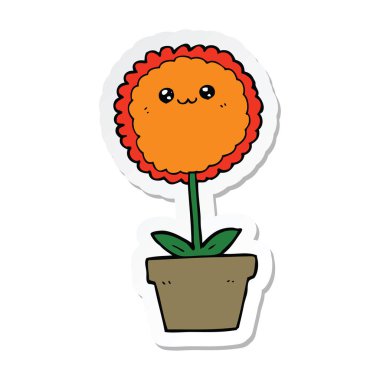 etiket bir karikatür çiçek