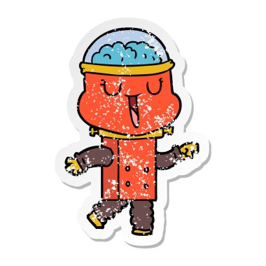 bir mutlu karikatür robot sıkıntılı etiket