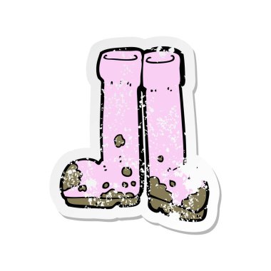 bir karikatür çamurlu çizmeleri Retro sıkıntılı etiket