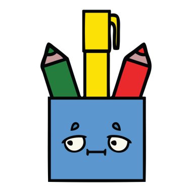 sevimli çizgi bir kalem tencere