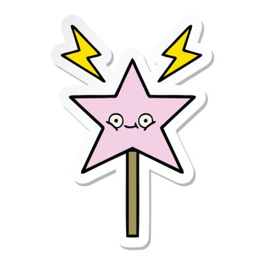 sevimli çizgi sihirli bir değnek etiket