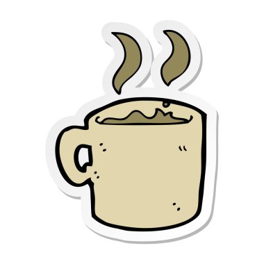 bir çizgi film kupa kahve etiket