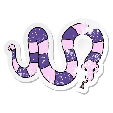 ilginç bir el sıkıntılı etiket karikatür yılan çizilmiş