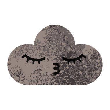 Retro illüstrasyon tarzı çizgi film fırtına bulutu