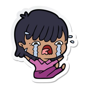 etiket bir çizgi film kız ağlıyor