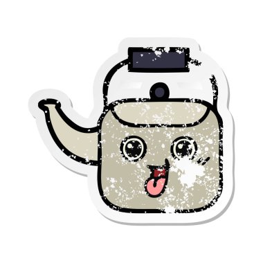sevimli çizgi Kettle sıkıntılı etiket