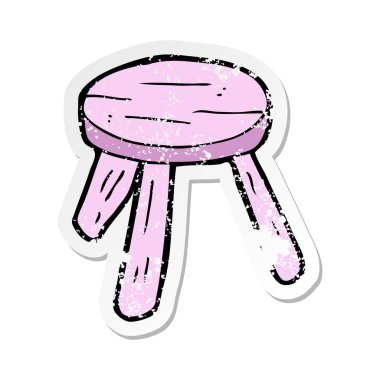 bir karikatür pembe tabure Retro sıkıntılı etiket