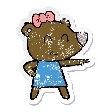 bir kadın ayı karikatür sıkıntılı etiket