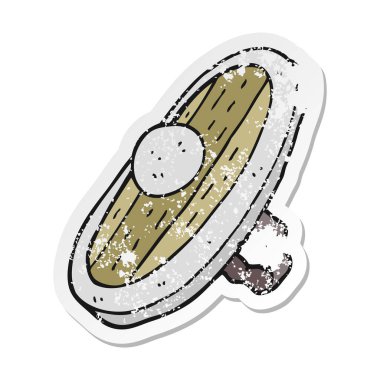 bir çizgi film kalkan Retro sıkıntılı etiket