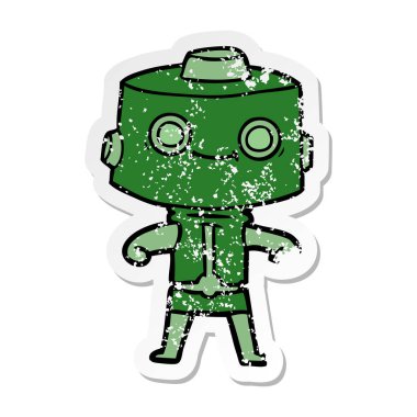 bir çizgi film robot sıkıntılı etiket