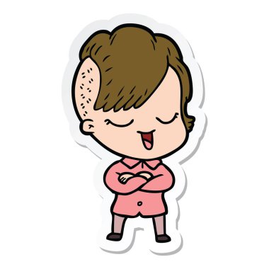 bir mutlu çizgi film kız etiketi