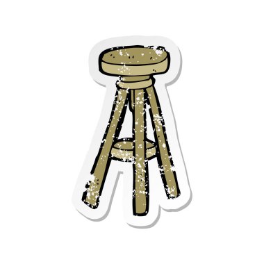 bir çizgi film tabure Retro sıkıntılı etiket