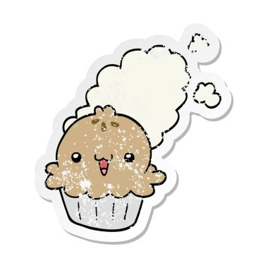 sevimli çizgi pastası sıkıntılı etiket