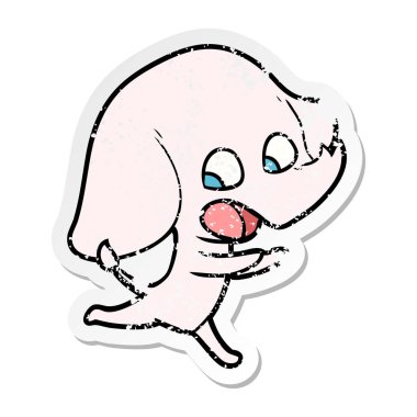 sevimli çizgi fil sıkıntılı etiket