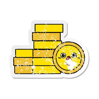 sevimli çizgi sıkıntılı etiket paralar