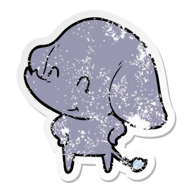 sevimli çizgi fil sıkıntılı etiket