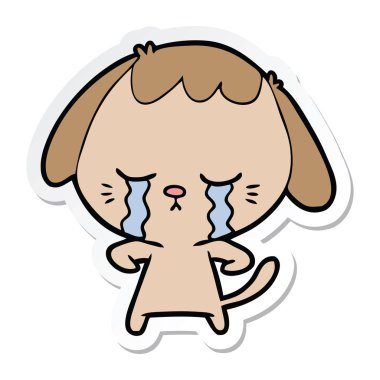 etiket bir karikatür ağlayan köpek