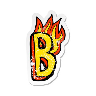 bir çizgi film yanan mektup Retro sıkıntılı etiket