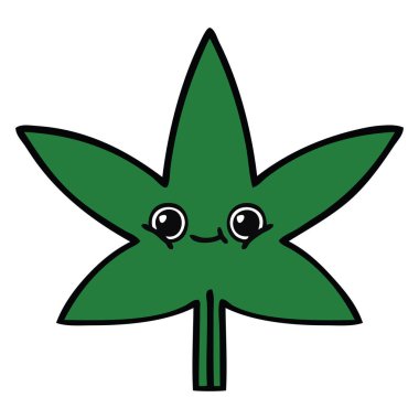 sevimli çizgi marihuana yaprağı