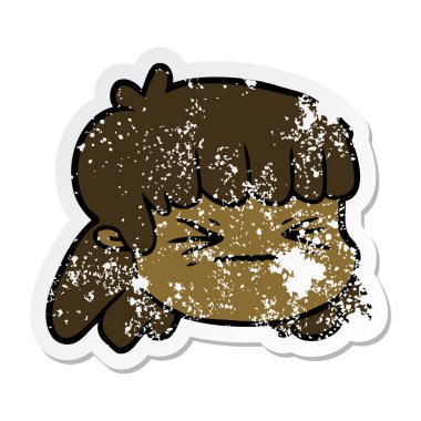 bir çizgi film kadın yüzü sıkıntılı etiket