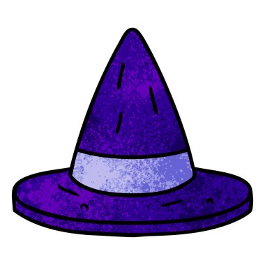 dokulu karikatür doodle bir cadı şapka