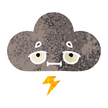 Retro illüstrasyon tarzı çizgi film fırtına bulutu