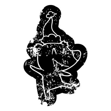 ayı ilginç karikatür sıkıntılı simgesini giyen Noel Baba şapkası gülüyor