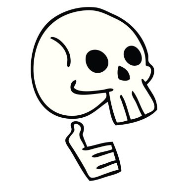 ilginç el çizilmiş karikatür kafatası