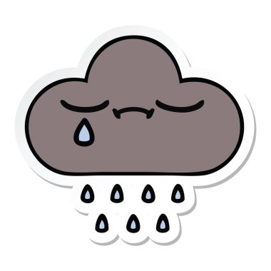 sevimli çizgi fırtına yağmur bulutu etiket