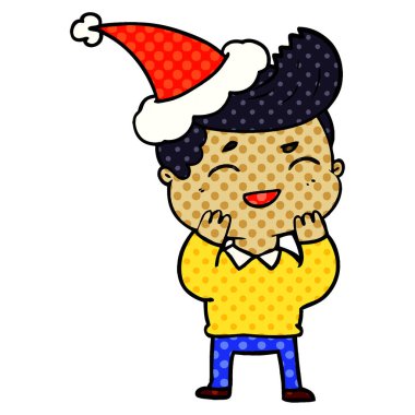 Noel Baba ha giyen gülen bir adam çizgi roman tarzı gösteren resim