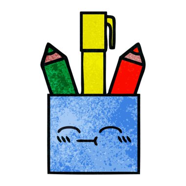 Retro grunge doku karikatür kalem pot