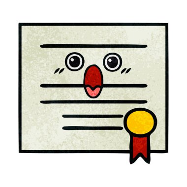 Retro grunge doku karikatür Mezuniyet Diploması