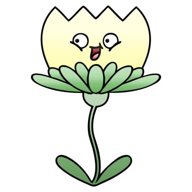 Degrade gölgeli karikatür çiçek