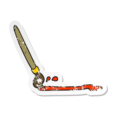 bir çizgi film boya fırçası sıkıntılı etiket