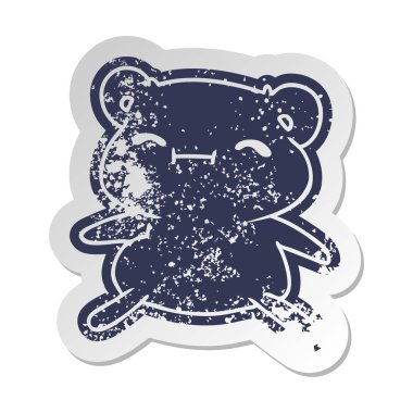 sıkıntılı eski çizgi film etiketi kawaii şirin ayıcık