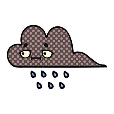 bir fırtına yağmur bulutu çizgi roman tarzı karikatür