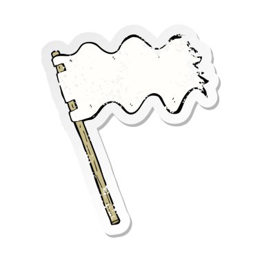 çizgi film beyaz bayrak Retro sıkıntılı etiket