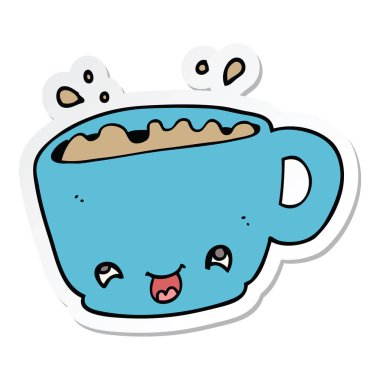 bir çizgi film fincan kahve etiket