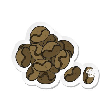 bir çizgi film kahve çekirdekleri Retro sıkıntılı etiket