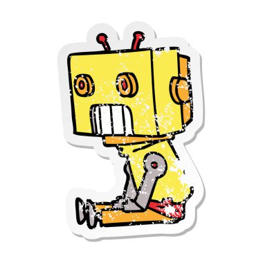 bir çizgi film robot sıkıntılı etiket